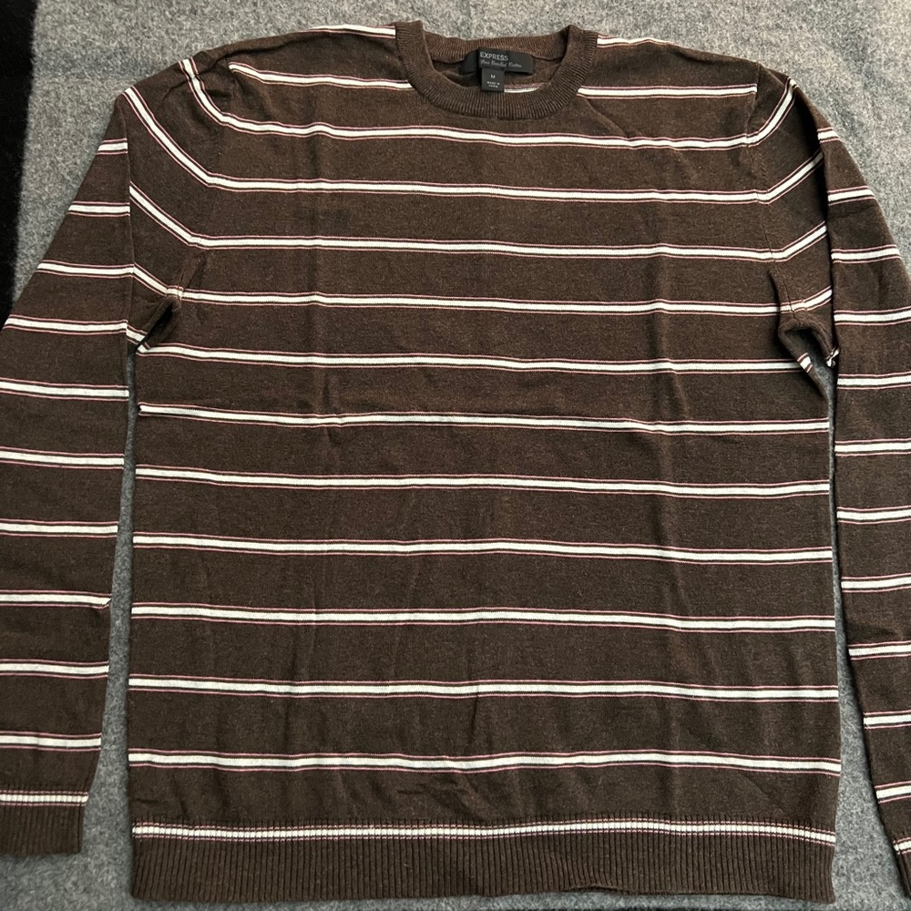 EXPRESS Brown and Pink Striped Sweater
